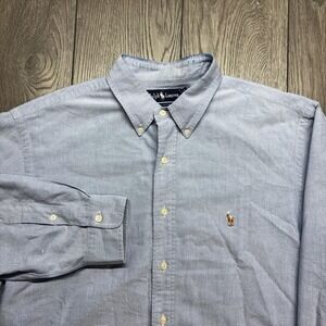 Vintage Polo Ralph Lauren 1990s Denim Oxford Style Button Down Shirt XXL Flesh